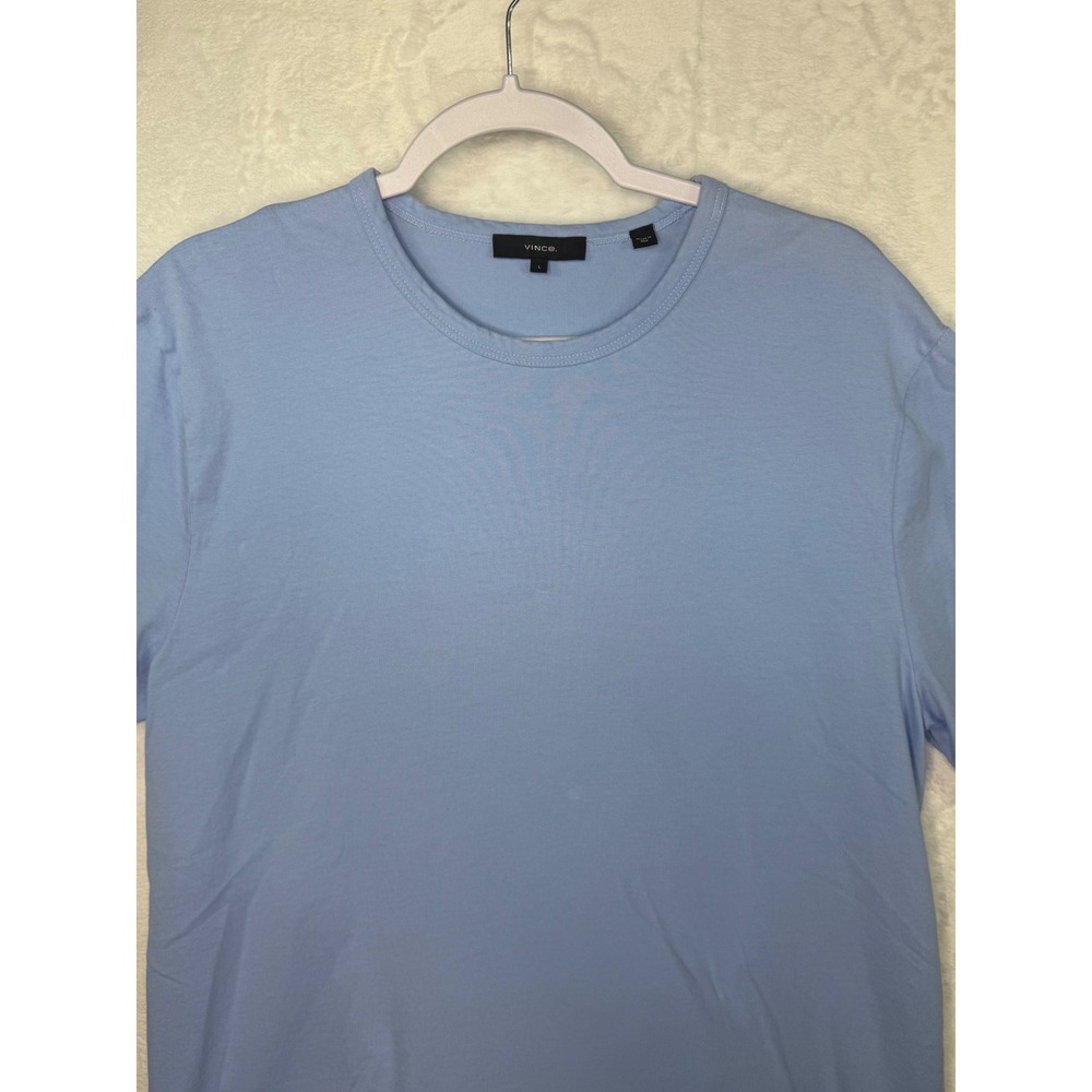 Vince Mens Crew Neck Short Sleeve T Shirt Light Blue Size L Cotton Made in USA - Picture 3 of 5